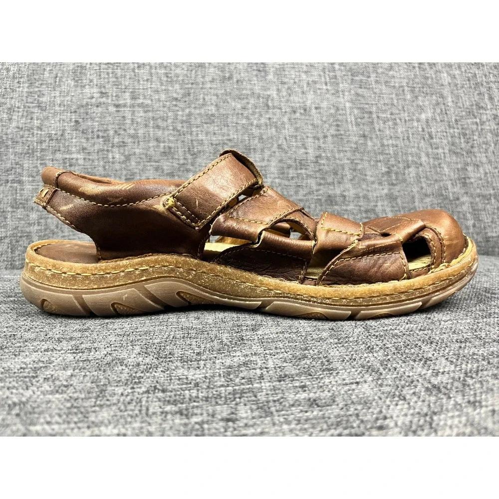 Born Cabot III Mens Brown Leather Fisherman Sandals Caged Closed Toe Size 11/44
